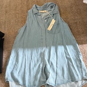 Lovestitch Light Blue Sleeveless Button Down Shirt